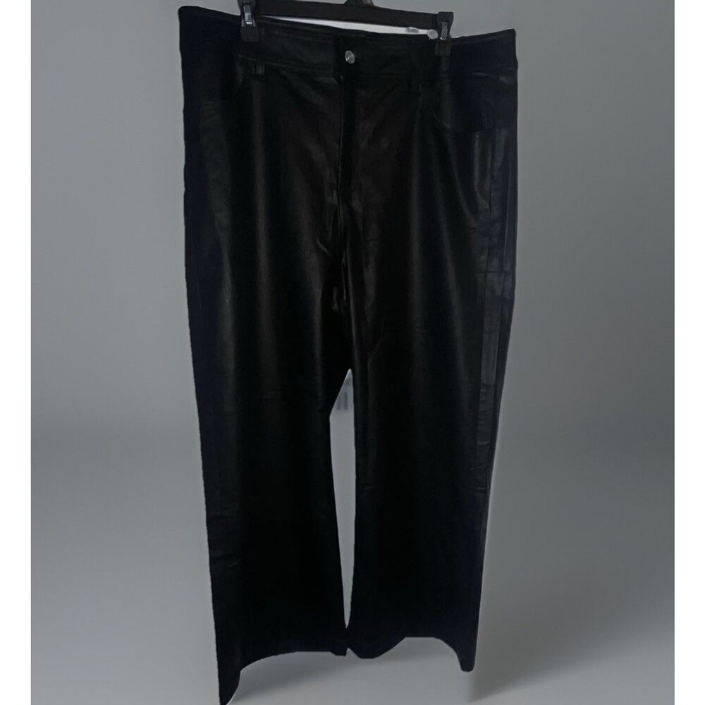 NWT CHICOS Black Coated Denim Wide Leg Crop Jeans Size 18 Whimsygoth Metal